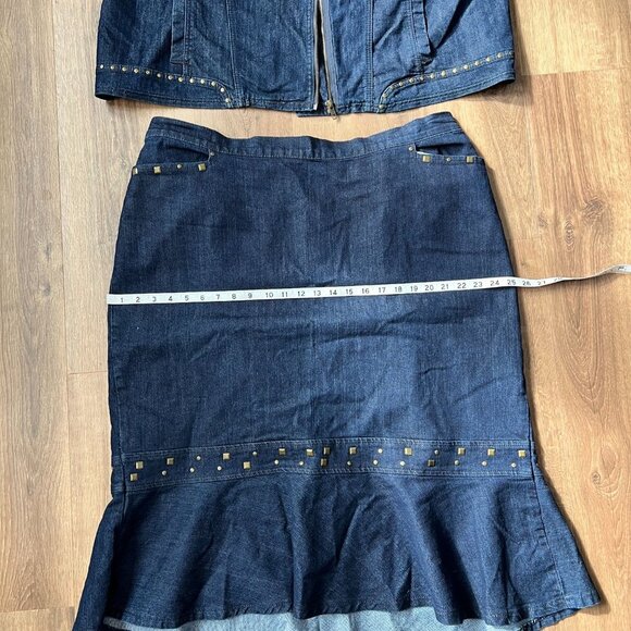 Catherine's Denim Studded Jacket Tulip Skirt Suit Sz 2X - Picture 13 of 15